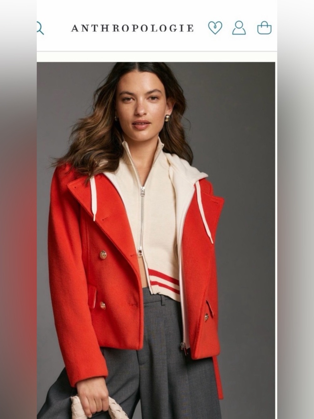 Anthropologie Maeve Twofer Hoodie Peacoat red size S